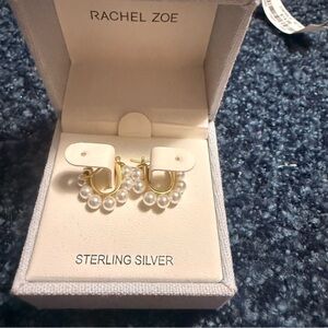 Rachel Zoe Gold and Silver Pearl Cluster Earrings